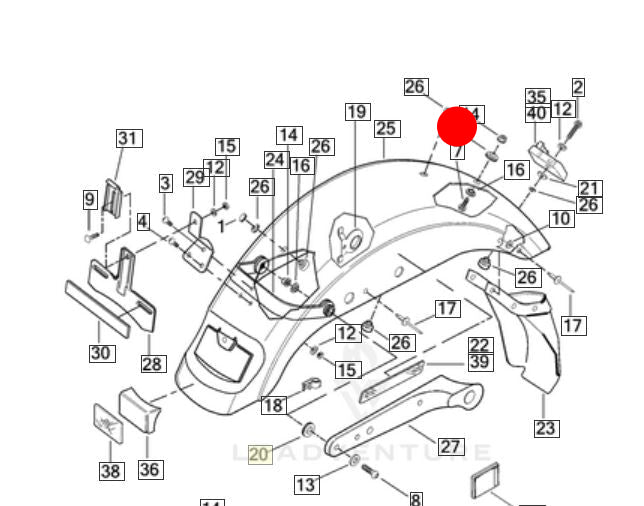 Silent bloc vis de garde boue arrière Sportster Harley Davidson REF OEM 11474