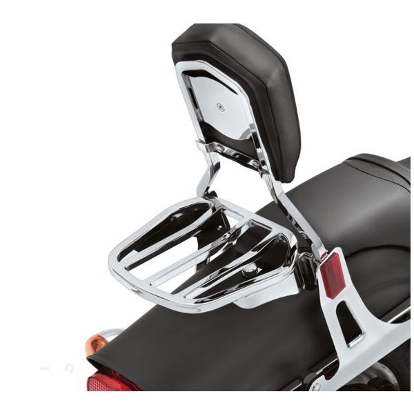 Porte paquet chromé sur sissy bar Dyna Fat Bob Harley Davidson REF OEM 53982-08