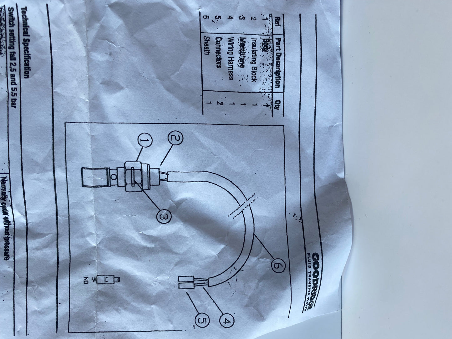 Goodridge 7/16-24 brake banjo stop switch REF MCS: 920846