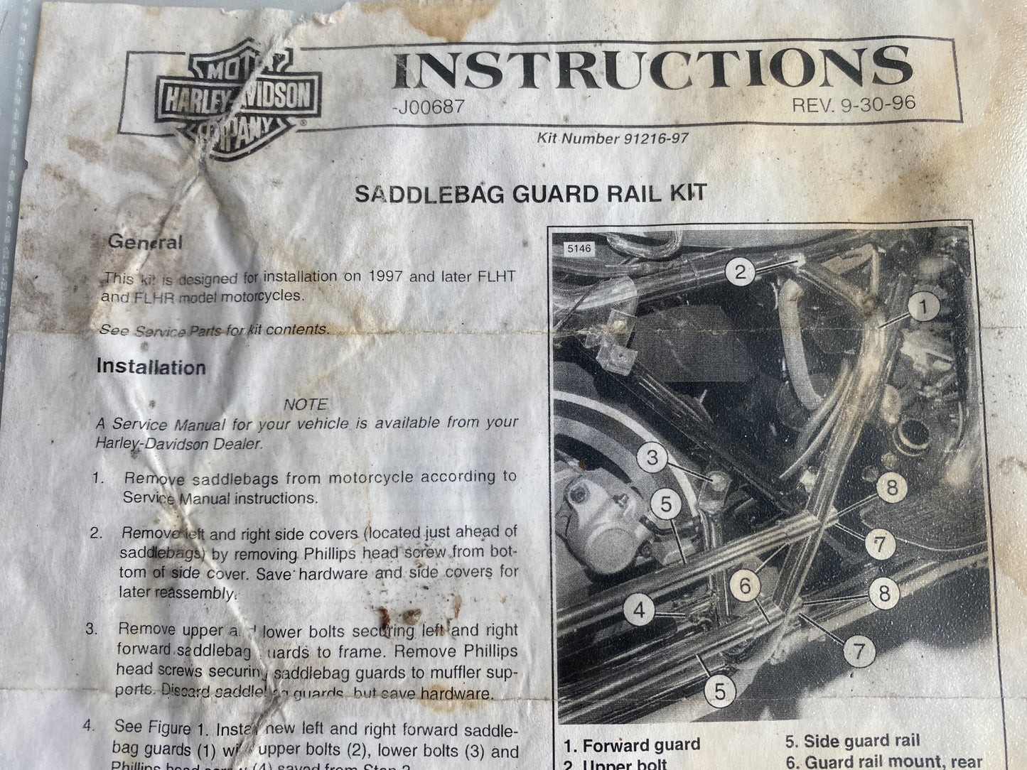 Kit de barres de protection sacoches Touring Harley Davidson REF OEM 91126-97
