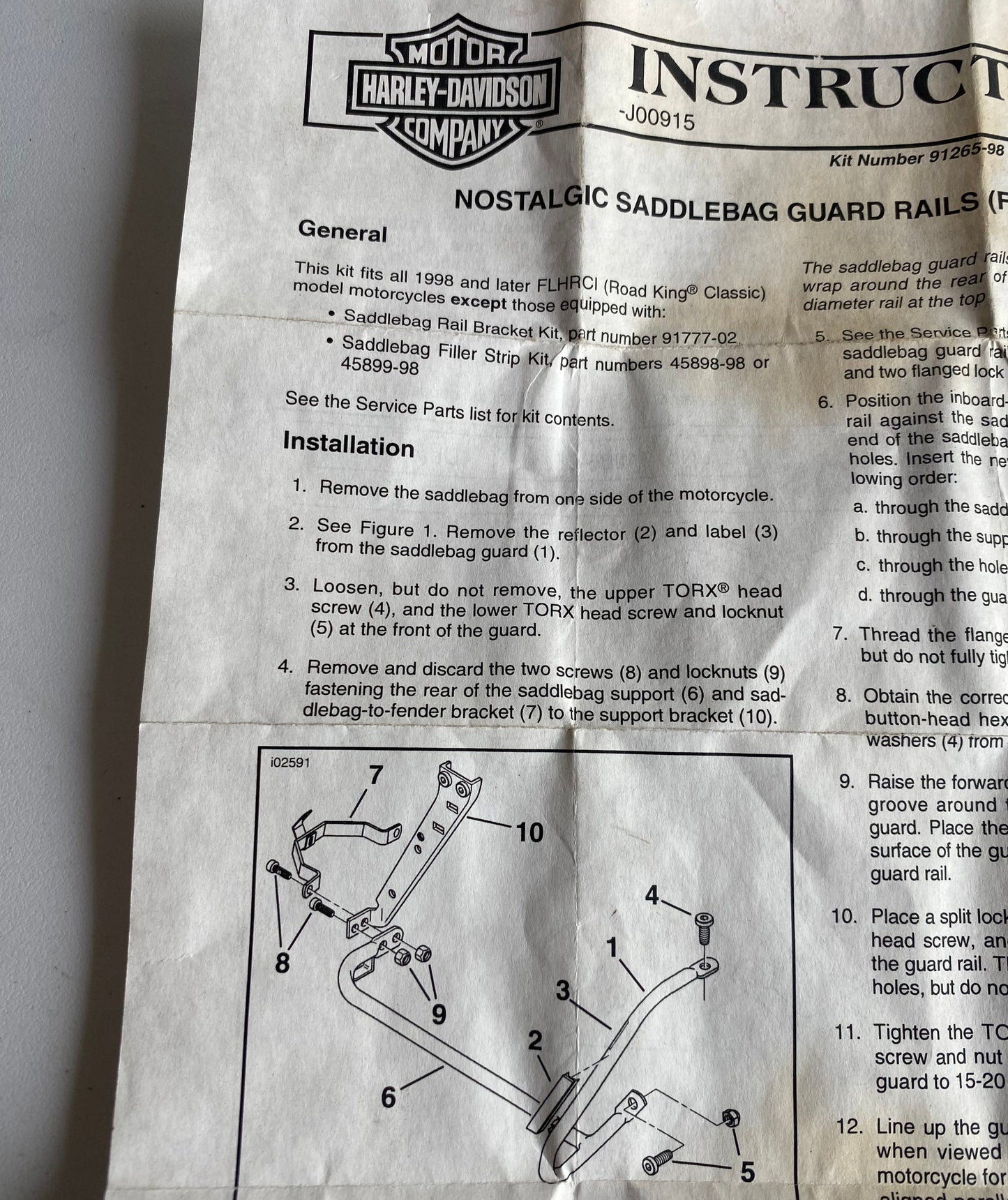 Barre gauche de protection de sacoche Nostalgic Harley Davidson REF OEM 91267-98