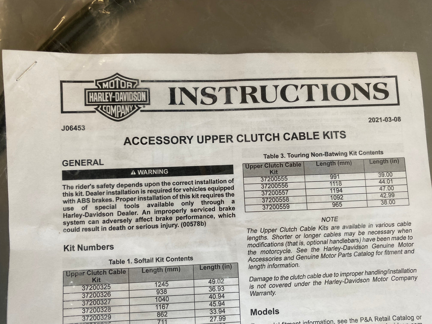 Cable embrayage supérieur40 pouces apehanger 12 pouces Harley Davidson REF OEM 37200382