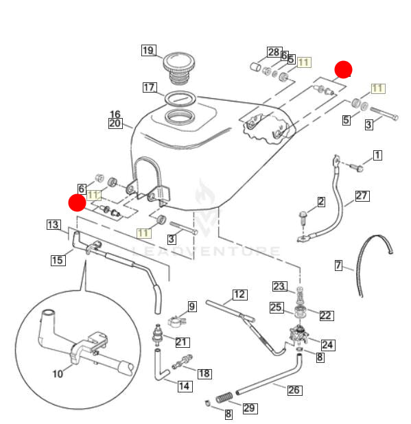 Entretoise T réservoir Sportster & sacoche Softail héritage Harley Davidson REF OEM 5787