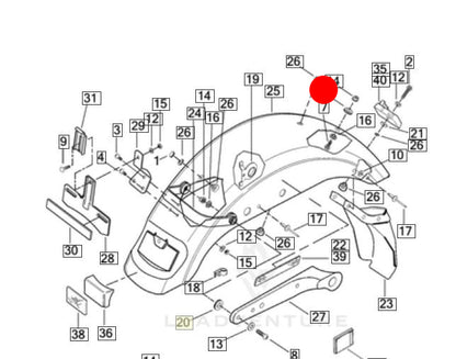 Silent bloc vis de garde boue arrière Sportster Harley Davidson REF OEM 11474