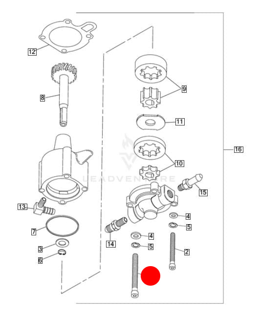 Vis 1/4-20 X 2-1/2 pompe à huile Sportster REF OEM 3478A