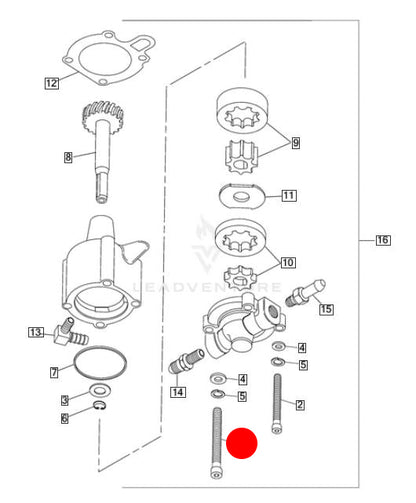 Vis 1/4-20 X 2-1/2 pompe à huile Sportster REF OEM 3478A
