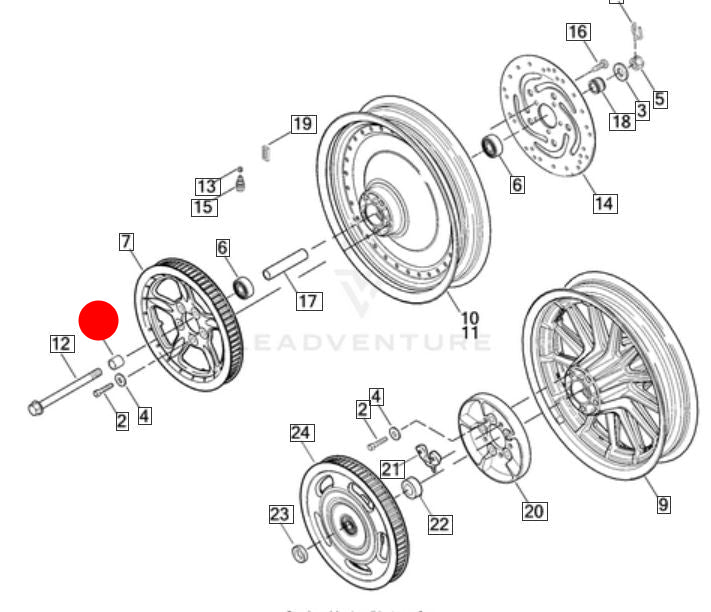 Entretoise roue arrière droit Sportster Harley Davidson REF OEM 40930-04