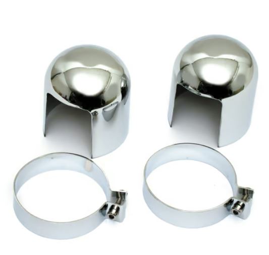 Jeu de caches supérieur amortisseurs chromé Harley Davidson REF OEM 54704-52 & 54705-52
