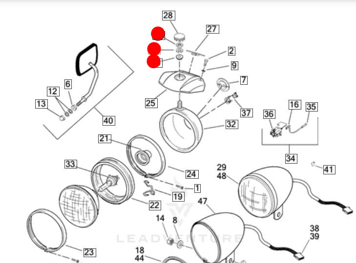 Ecrou + rondelle fixation phare sur casquette Harley Davidson REF OEM 7880 & 67815-59A
