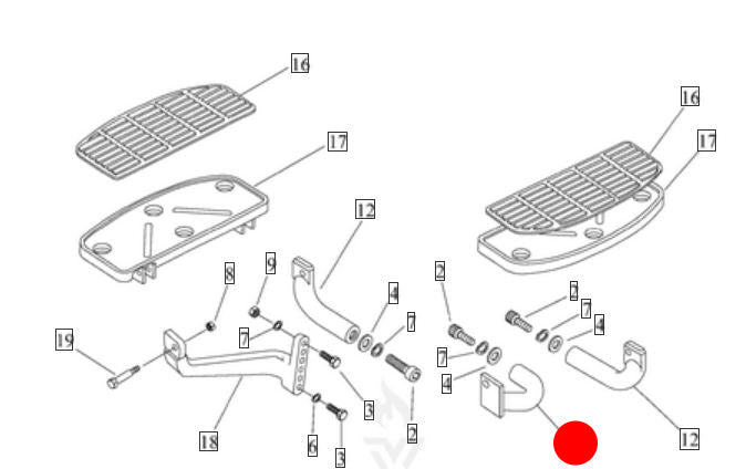 Support de marche pied pilote droit Touring Harley Davidson REF CCI 90-059