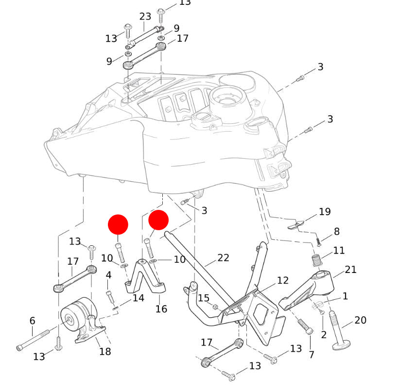 Vis support moteur supérieur arrière Buell XB REF OEM : AA0615.2CZB