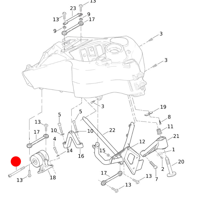 Vis BTR support moteur arrière Buell XB REF OEM : AA0634.2CZB