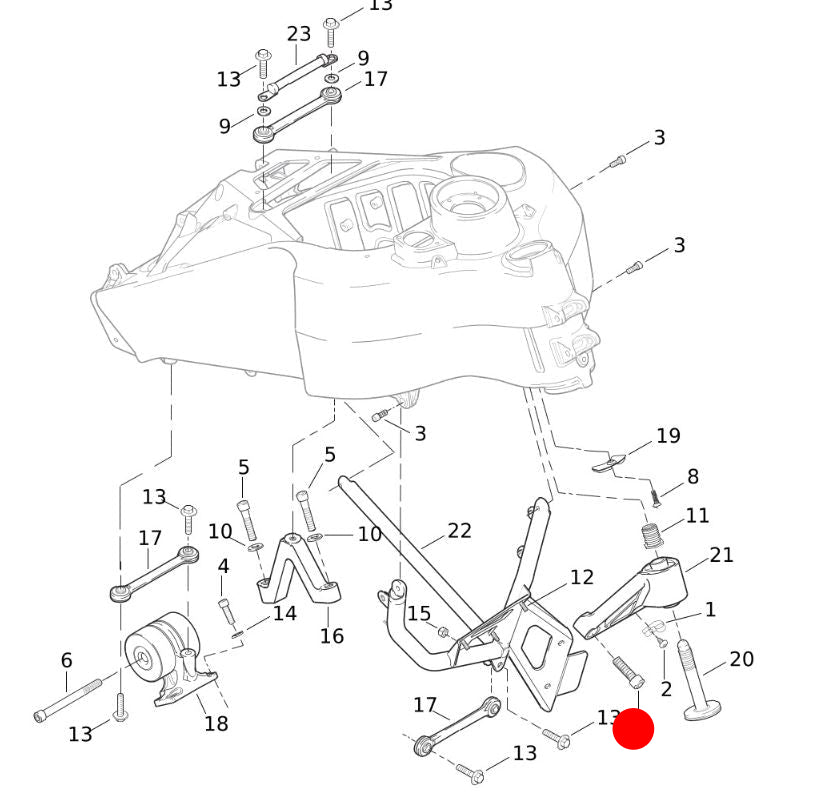 Vis BTR support moteur avant supérieur Buell XB REF OEM : AA0712.2CZB