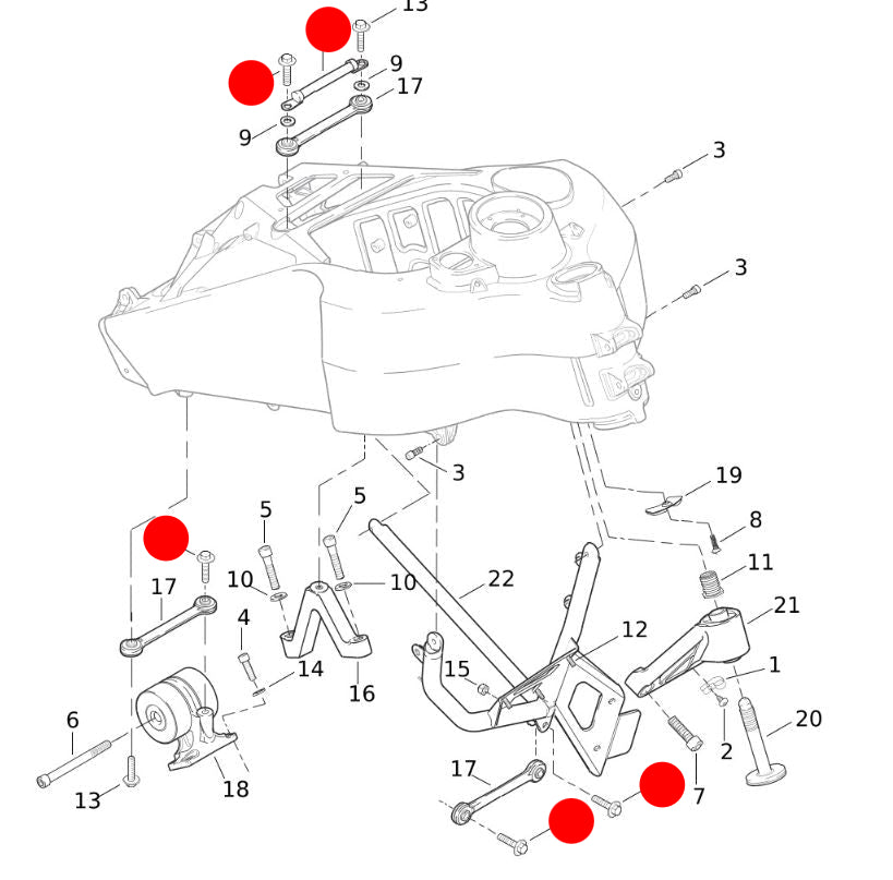 Vis de biellette support moteur Buell XB REF OEM : CA0015.02A8