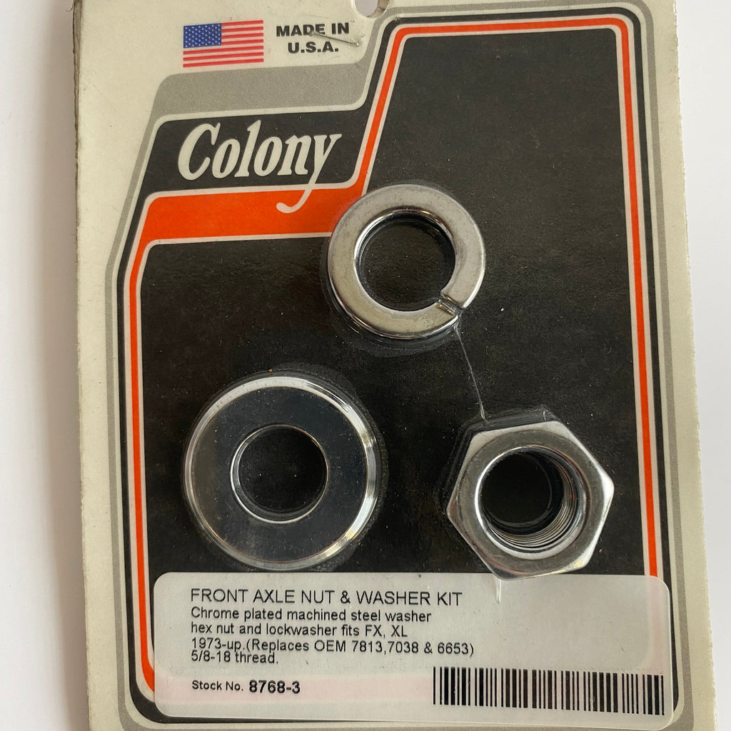 Mutternsatz 5/8-18 + Unterlegscheibe Vorderradachse Harley Davidson OEM-Nr. 7813, 7038 & 6653