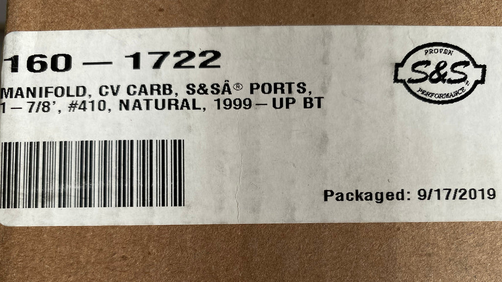 Pipe d'admission S&S 410 Twin Cam carburateur Harley Davidson REF S&S 160-1722