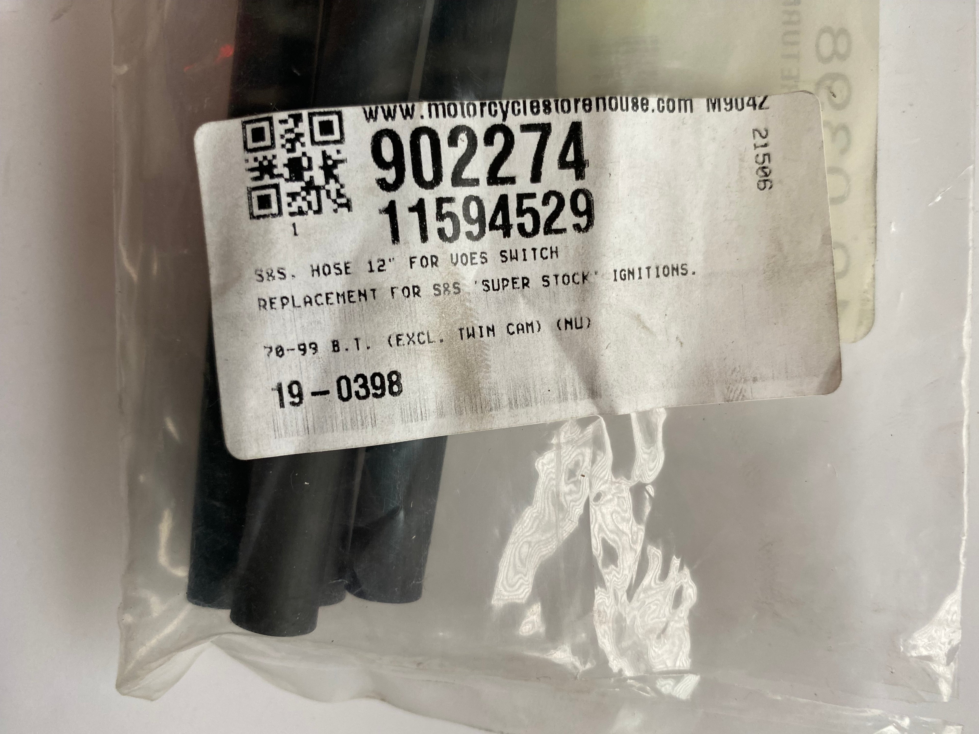 Durite aspiration 23 cm S&S pour VOES Harley Davidson REF 19-0398