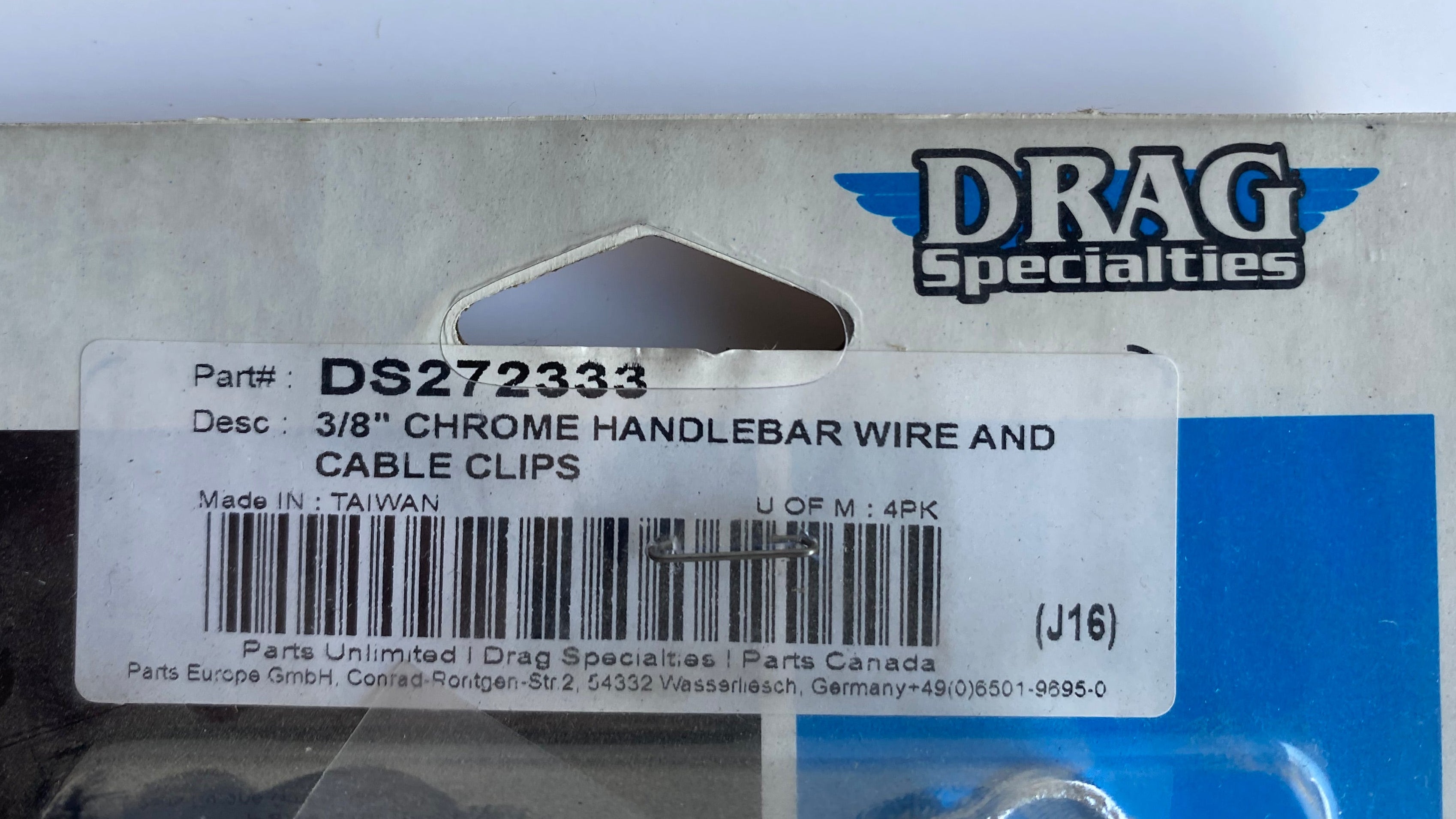 Clips 3/8 chrome de câblage pour guidon Harley Davidson REF Drag DS-272333