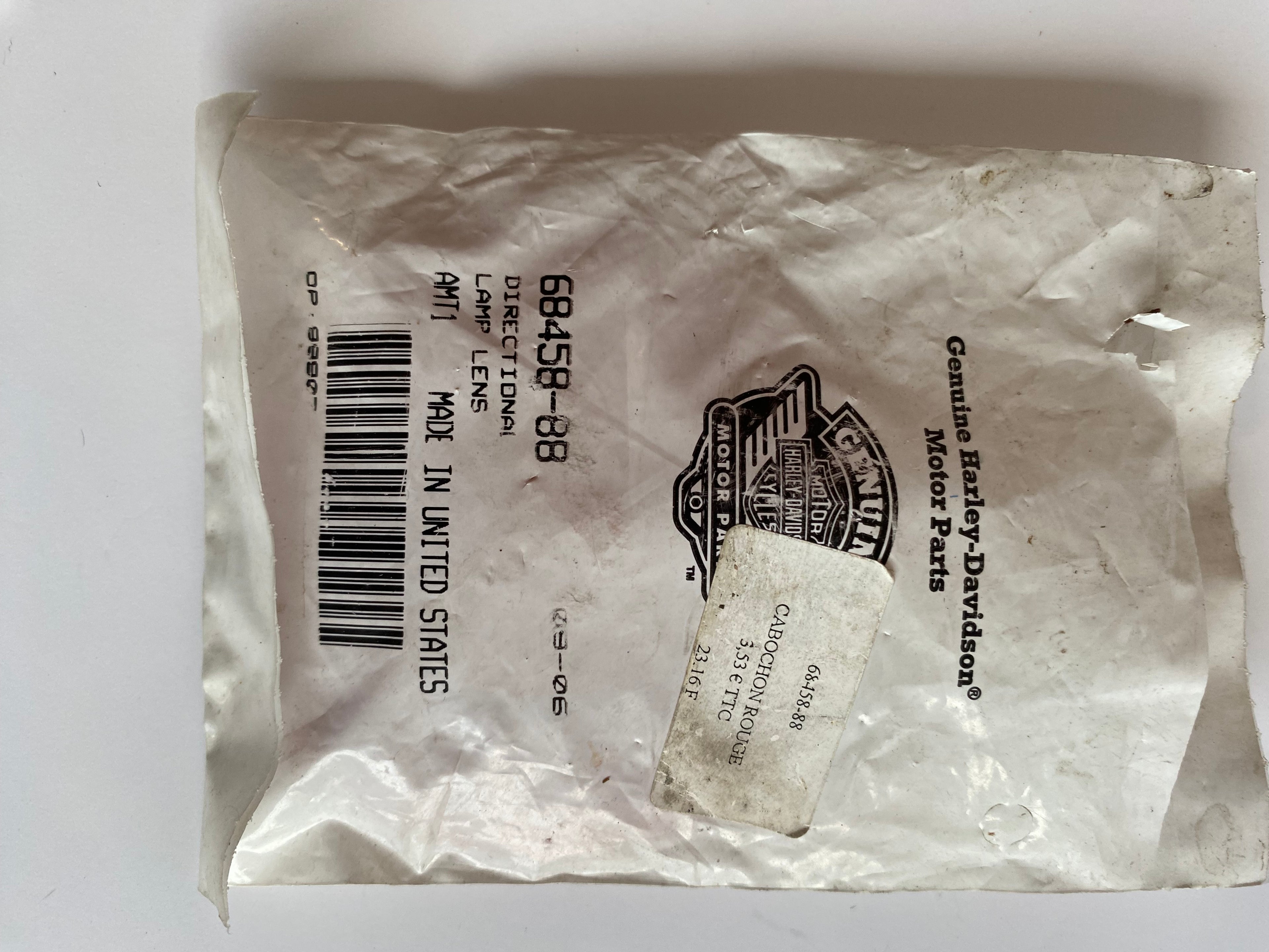 Harley Davidson indicator red lens OEM REF: 68458-88