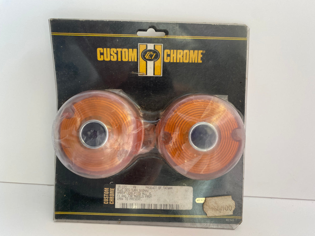 Jeu de cabochons de clignotants orange avec DOT bleu Harley Davidson REF CCI 15-121
