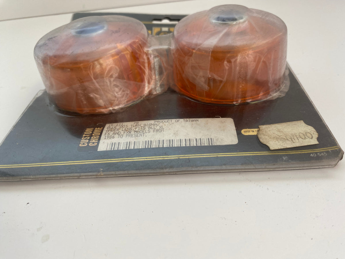 Jeu de cabochons de clignotants orange avec DOT bleu Harley Davidson REF CCI 15-121