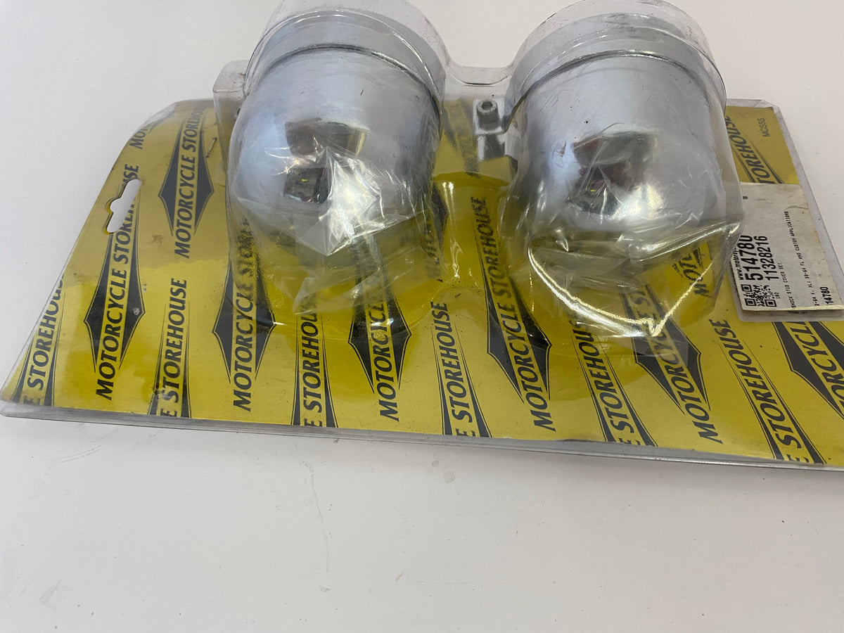 Jeu de caches supérieur amortisseurs chromé Harley Davidson REF OEM 54704-52 & 54705-52