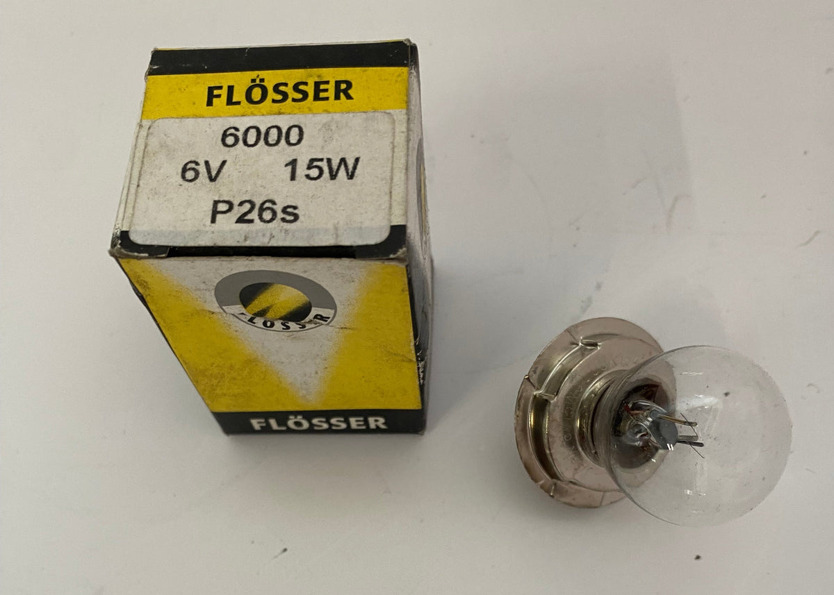 Ampoule 6 volts 15 w P26S blanche Flösser