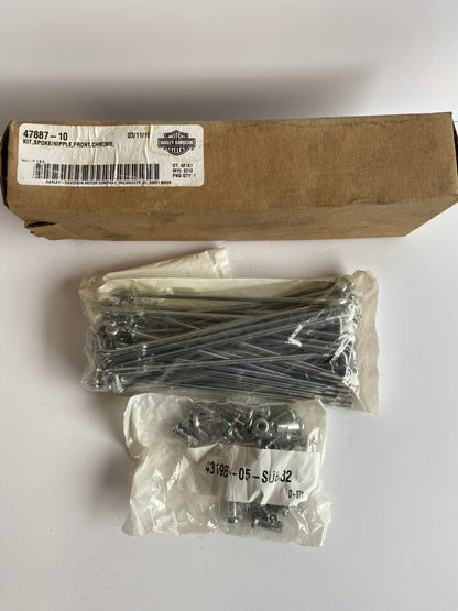 Kit de rayons chromés pour roue avant Harley Davidson REF OEM : 47887-10