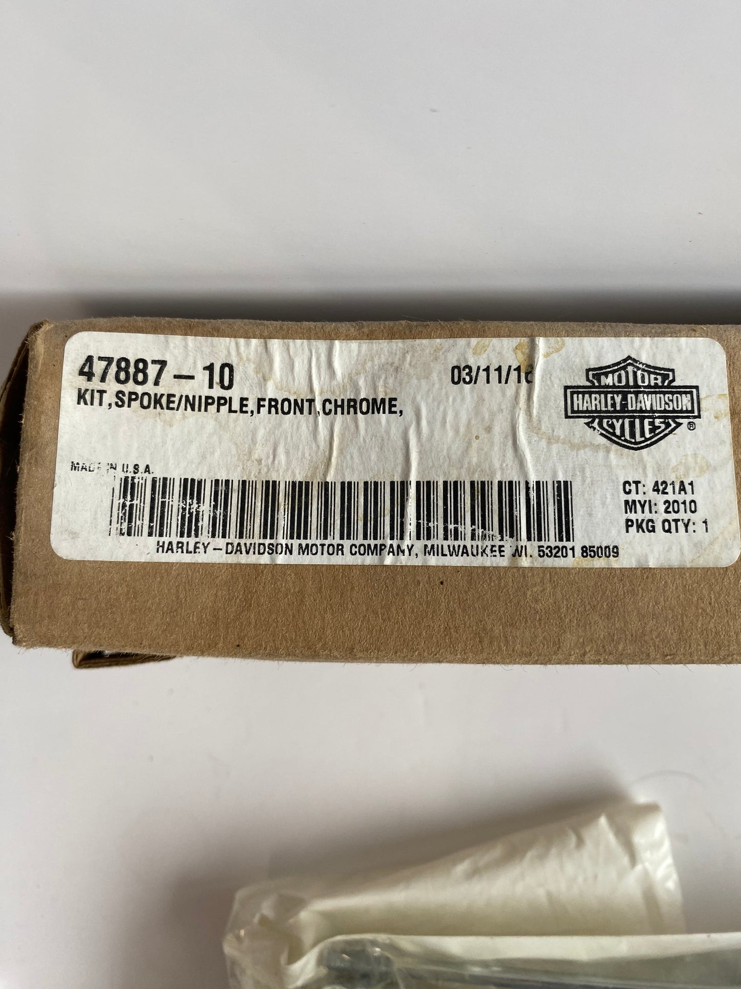 Kit de rayons chromés pour roue avant Harley Davidson REF OEM : 47887-10
