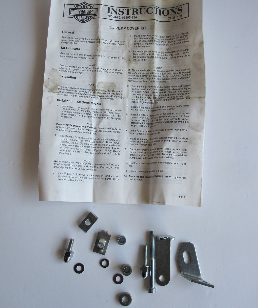 Kit de fixation cache pompe à huile Harley Davidson REF 66093-96 & 66395-92A