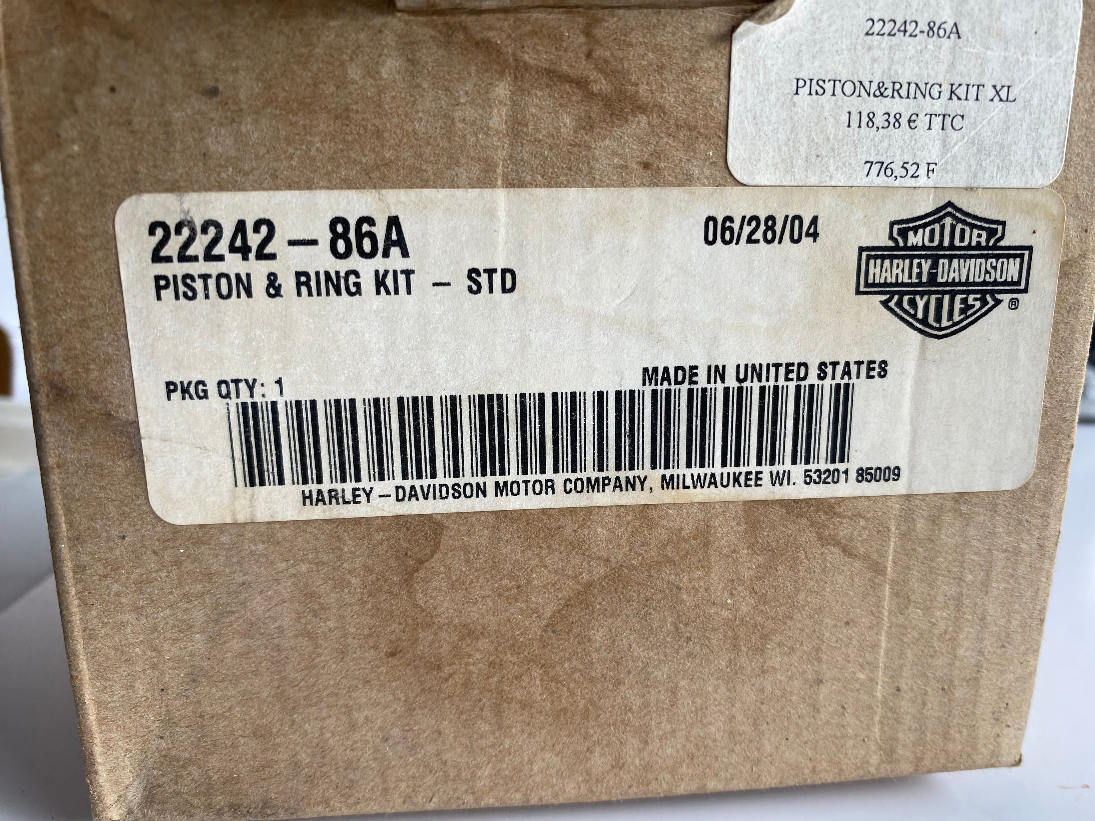 Set of 2 pistons 883 standard size Harley Davidson REF OEM 22242-86A