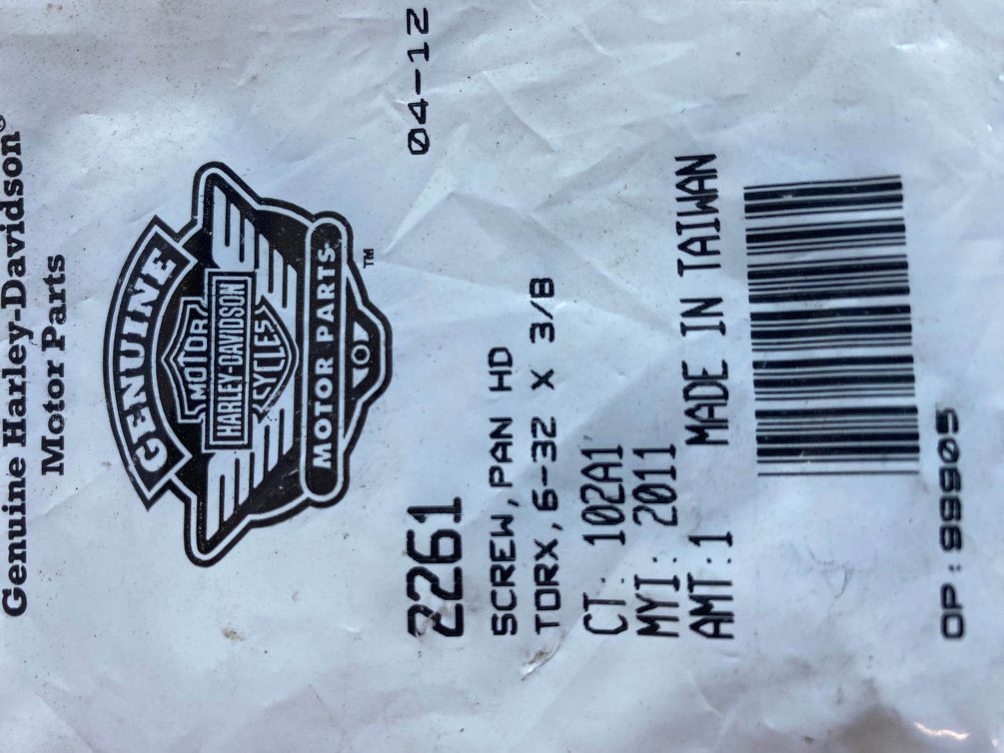 Screw 6-32 x 3/8 internal Harley Davidson commodo REF OEM 2261