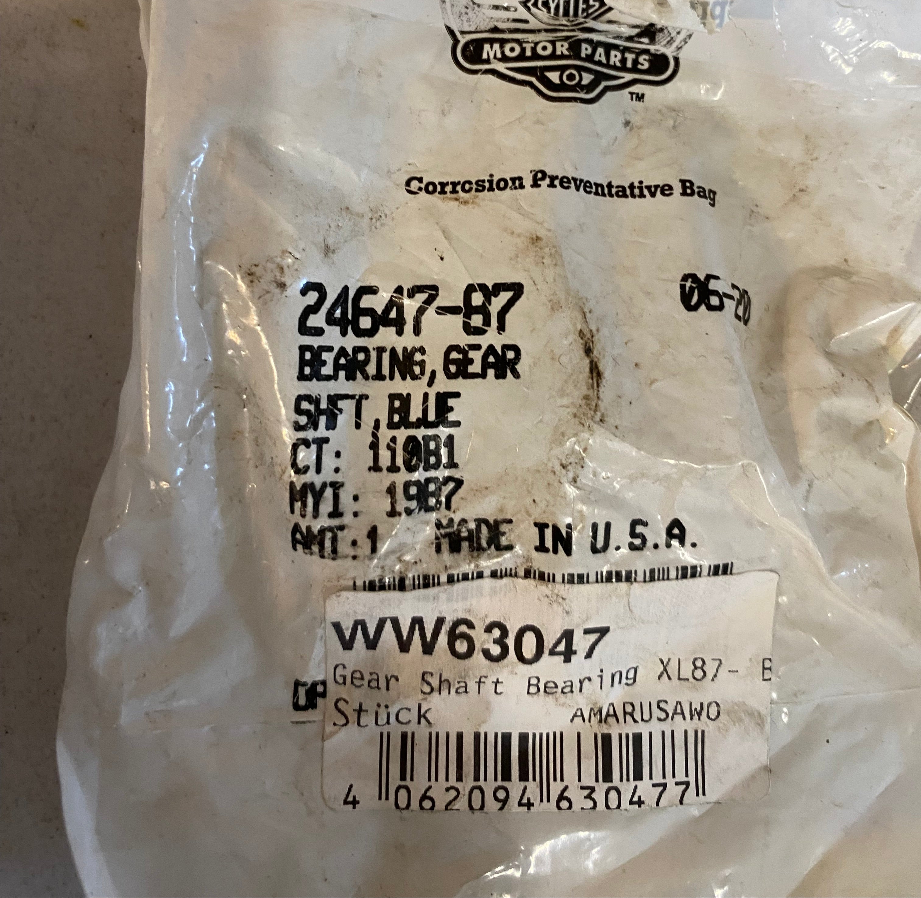 Roulement vilebrequin droit code bleu Harley Davidson REF OEM 24647-87