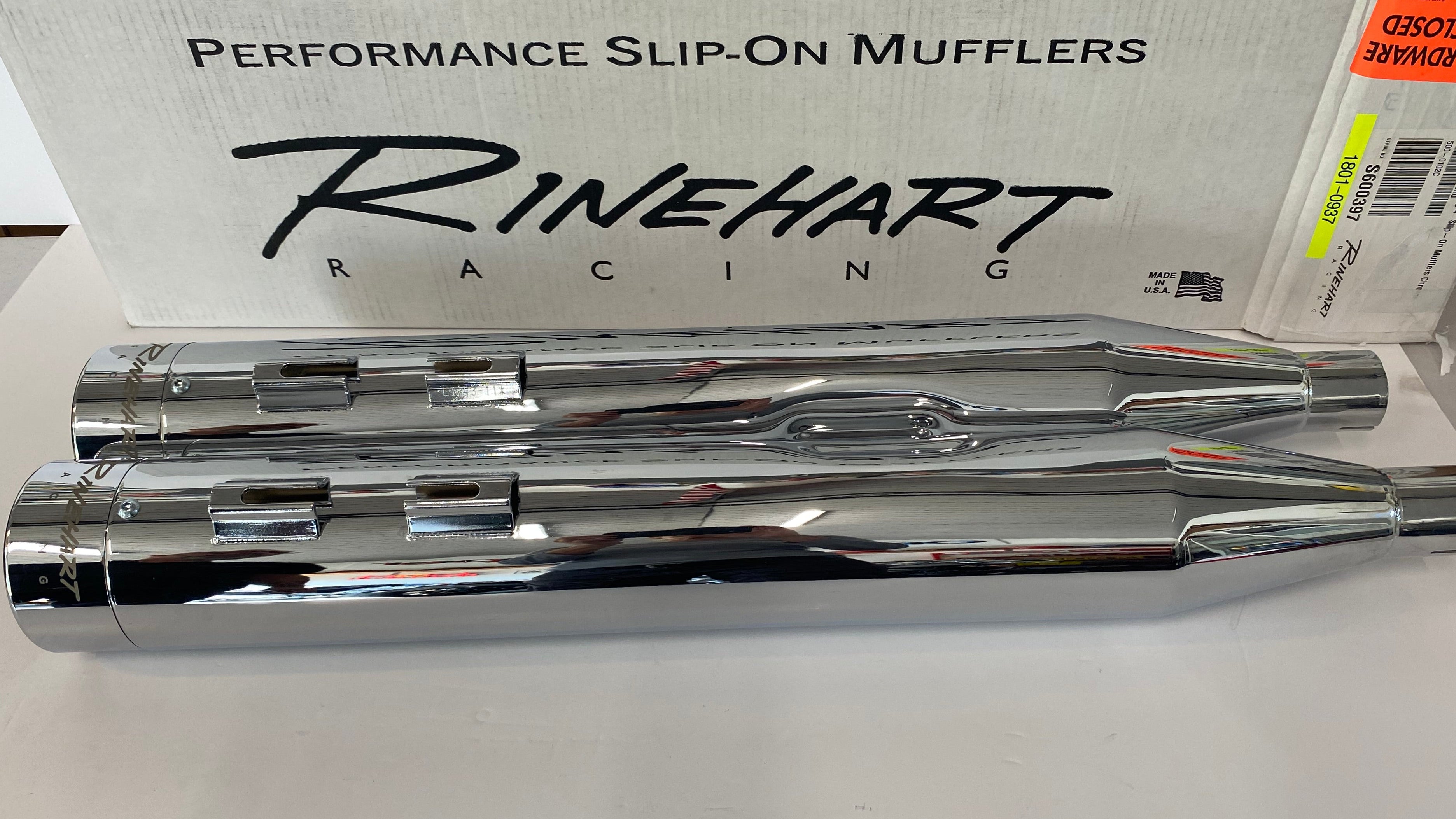 Jeu de silencieux échappement Rinehart 4 pouces chromé Harley Davidson Touring REF 500-102C