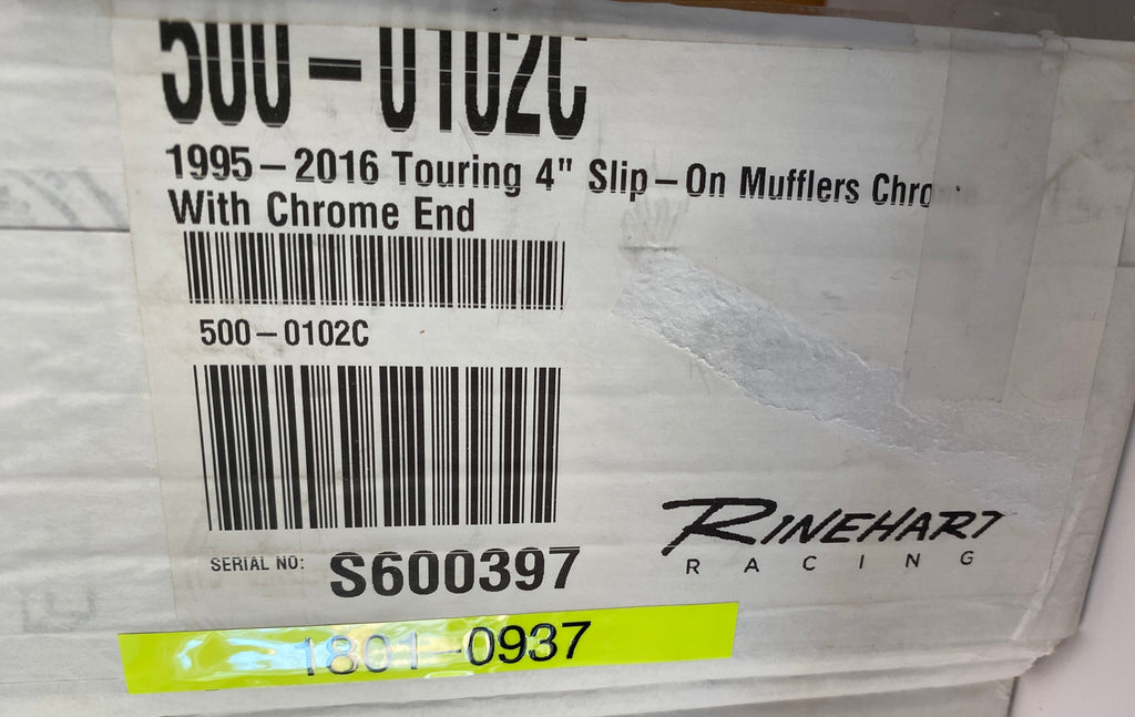 Jeu de silencieux échappement Rinehart 4 pouces chromé Harley Davidson Touring REF 500-102C