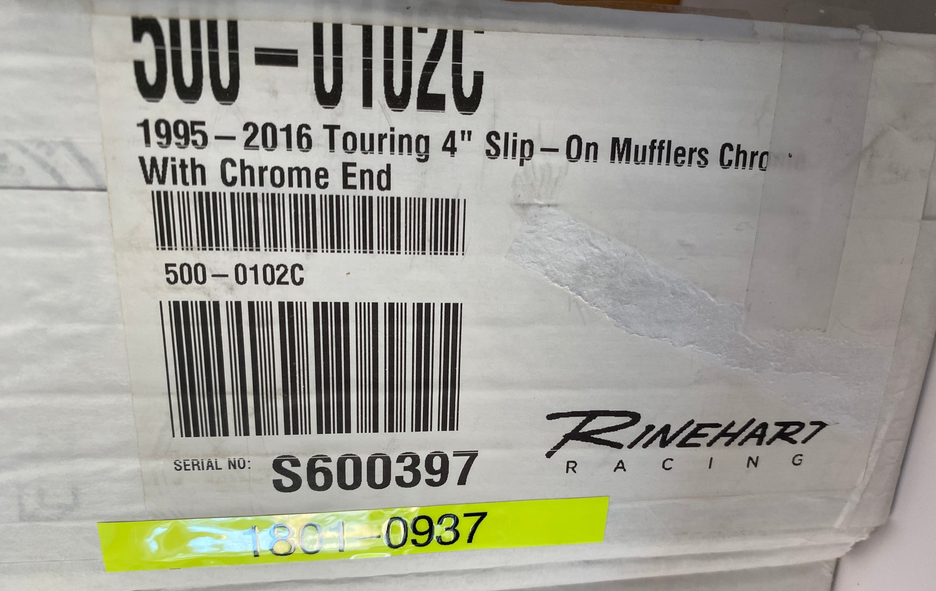 Jeu de silencieux échappement Rinehart 4 pouces chromé Harley Davidson Touring REF 500-102C