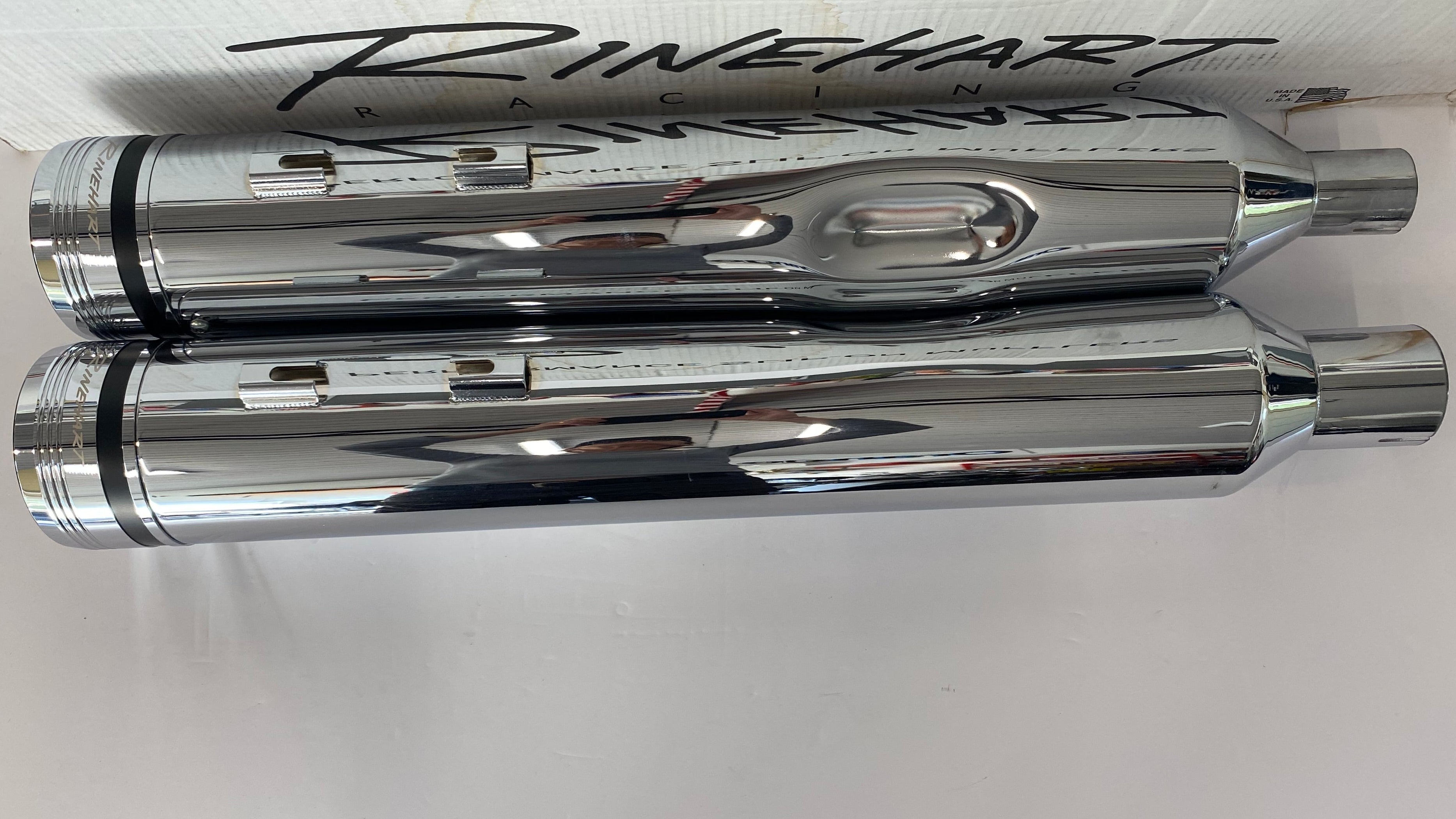 Jeu de silencieux échappement Rinehart 4.5 pouces chrome Harley Davidson Touring REF 500-110C