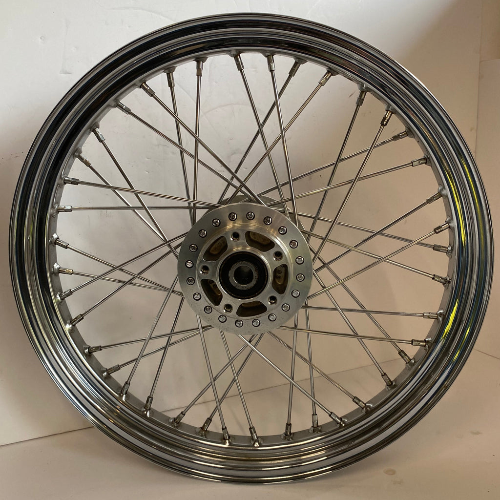 Roue à rayons avant chromée 19" x 2.50" dual brake Sportster Harley Davidson REF OEM 43547-05B