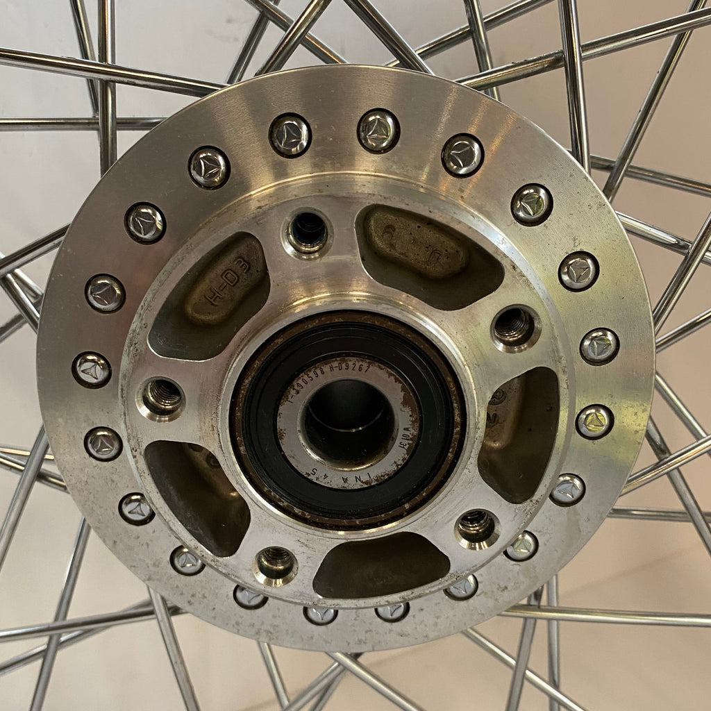 Roue à rayons avant chromée 19" x 2.50" dual brake Sportster Harley Davidson REF OEM 43547-05B