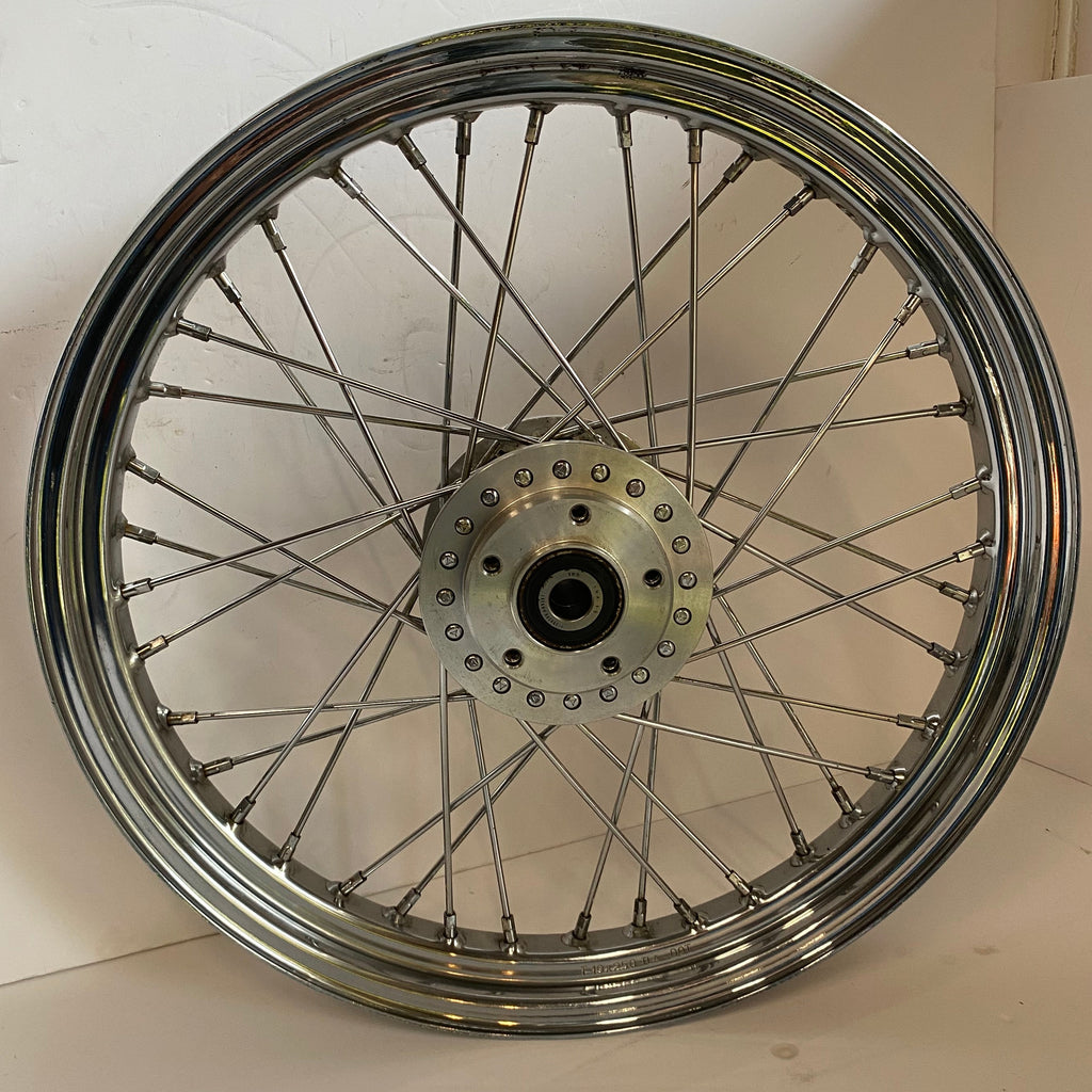 Roue à rayons avant chromée 19" x 2.50" dual brake Sportster Harley Davidson REF OEM 43547-05B