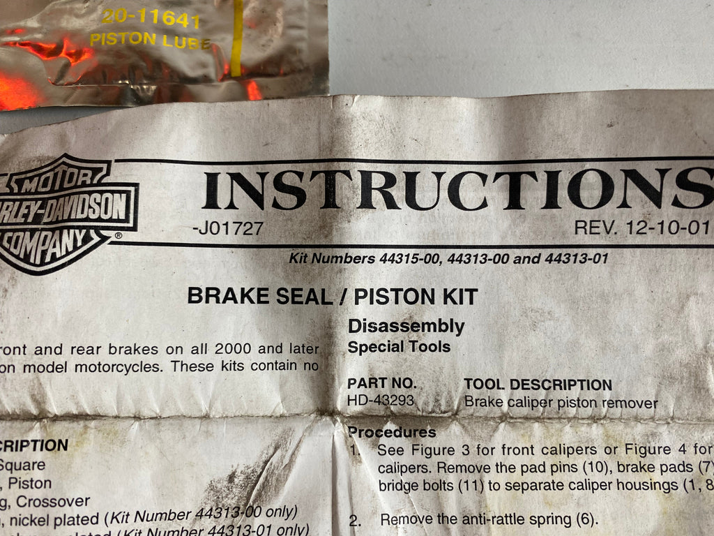 Kit de réparation étrier de frein Harley Davidson REF OEM 44313-01