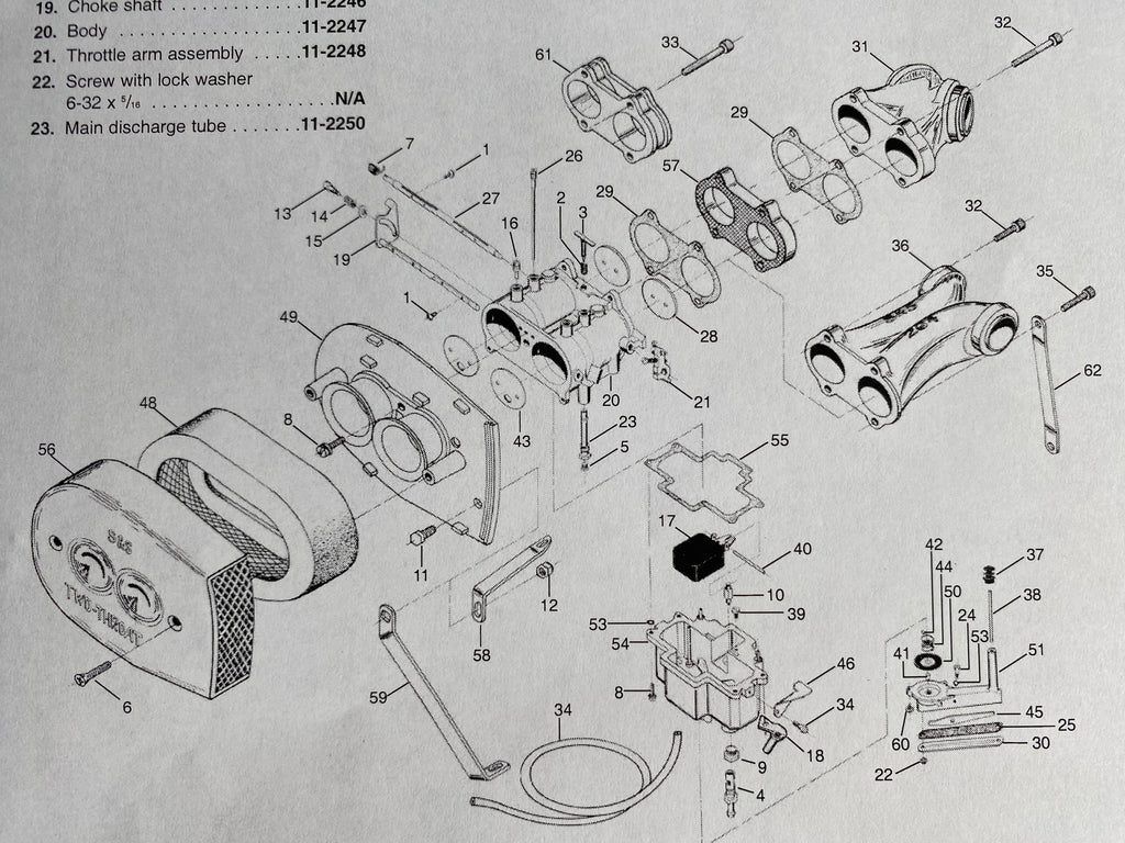 Kit réparation carburateur S&S Two Throat Harley Davidson