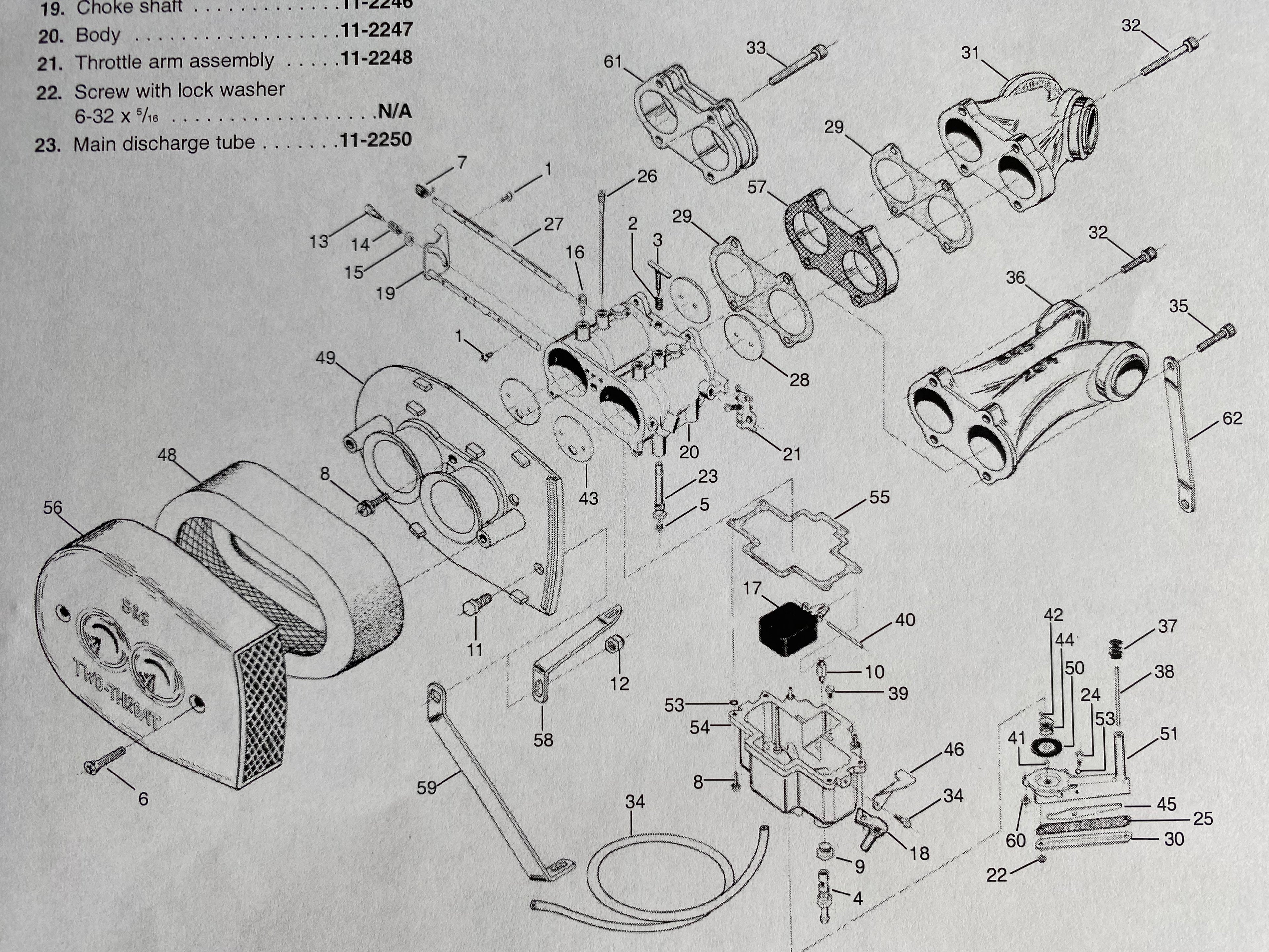 Kit réparation carburateur S&S Two Throat Harley Davidson