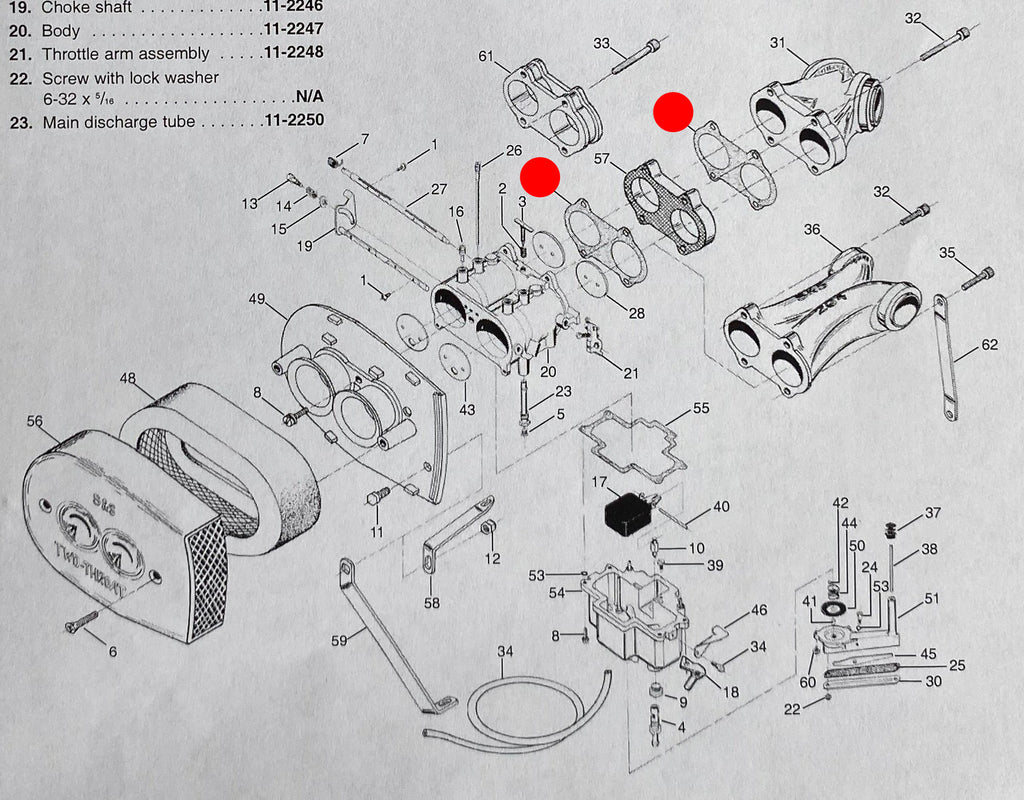 Kit réparation carburateur S&S Two Throat Harley Davidson