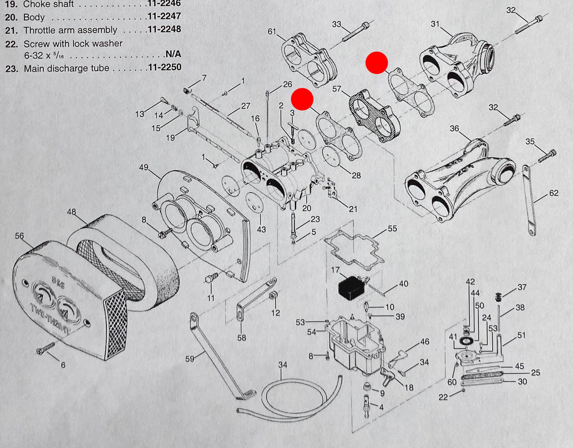 Kit réparation carburateur S&S Two Throat Harley Davidson