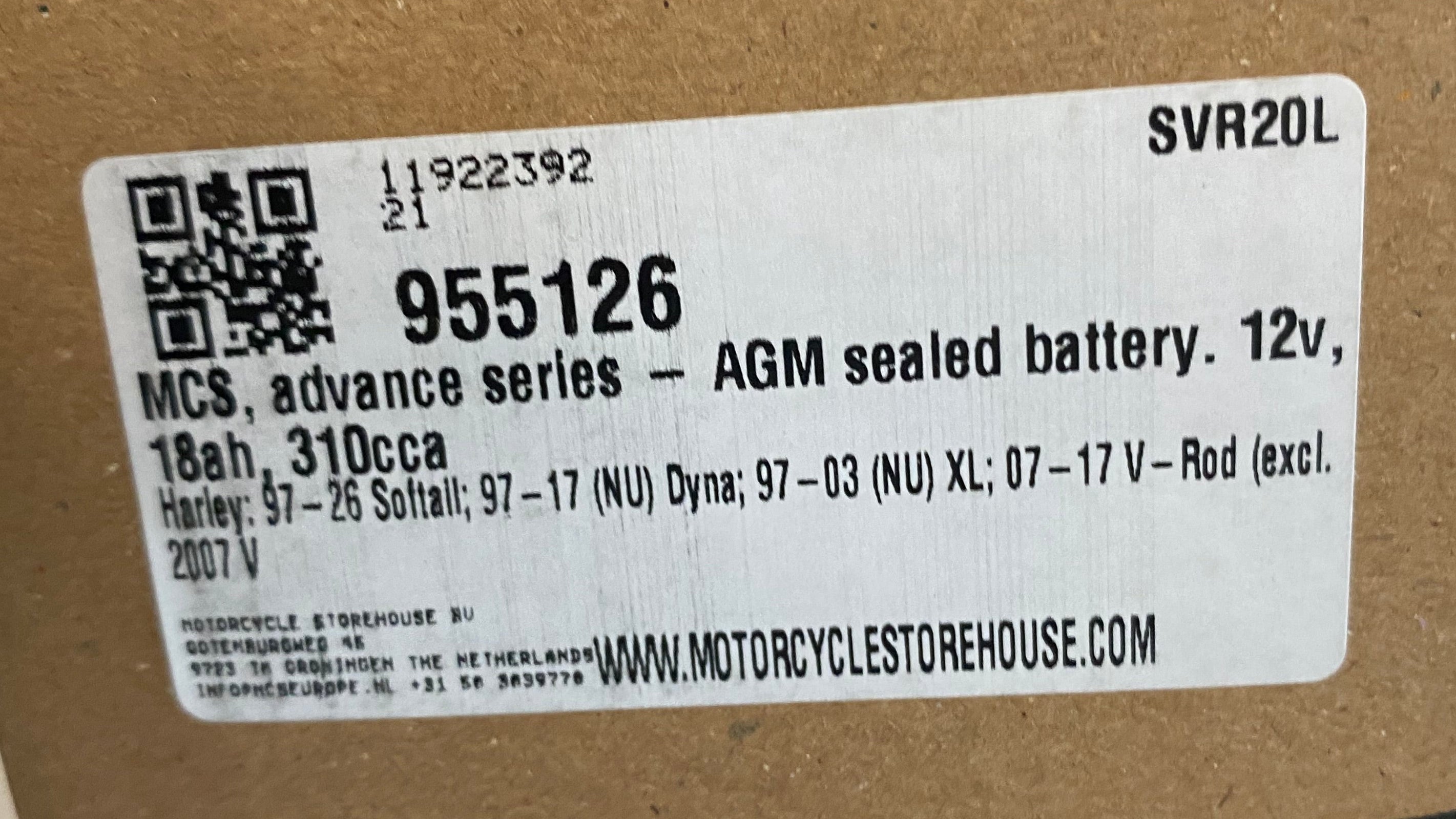 Batterie AGM Harley Davidson 12v, 18ah, 310cca REF MCS 955126