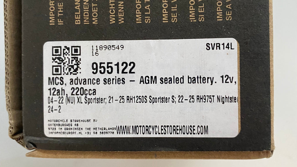 Batterie AGM Harley Davidson 12v, 12Ah, 220cca REF MCS 955122