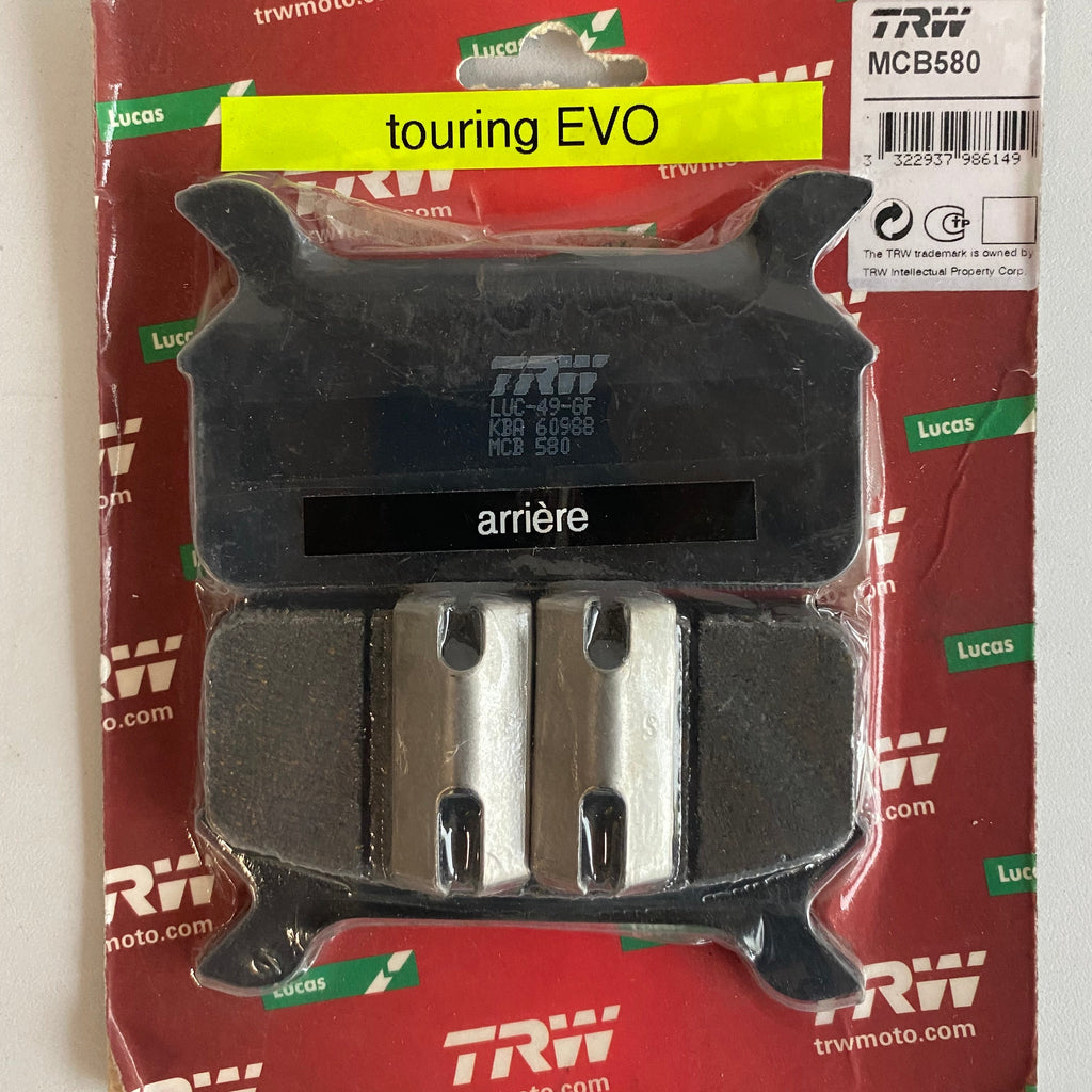 Jeu de plaquettes de frein arrière TRW Touring Harley Davidson REF MCS 517709
