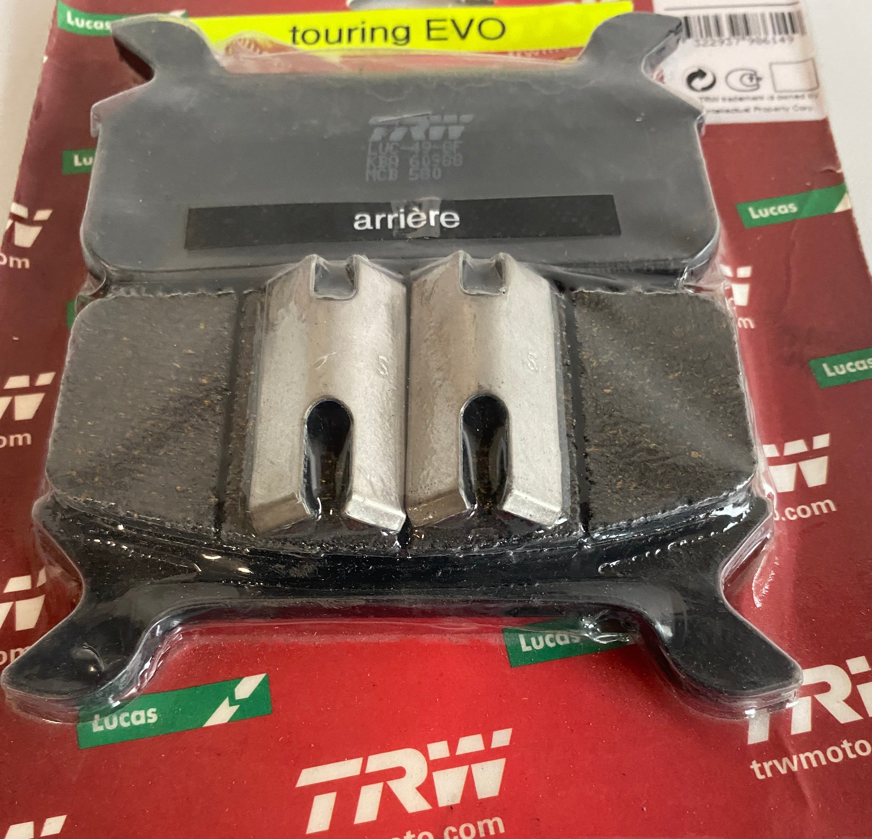 Jeu de plaquettes de frein arrière TRW Touring Harley Davidson REF MCS 517709