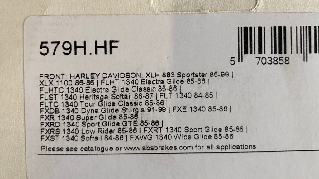 Jeu de plaquettes de frein avant SBS Harley Davidson REF OEM 44063-83C